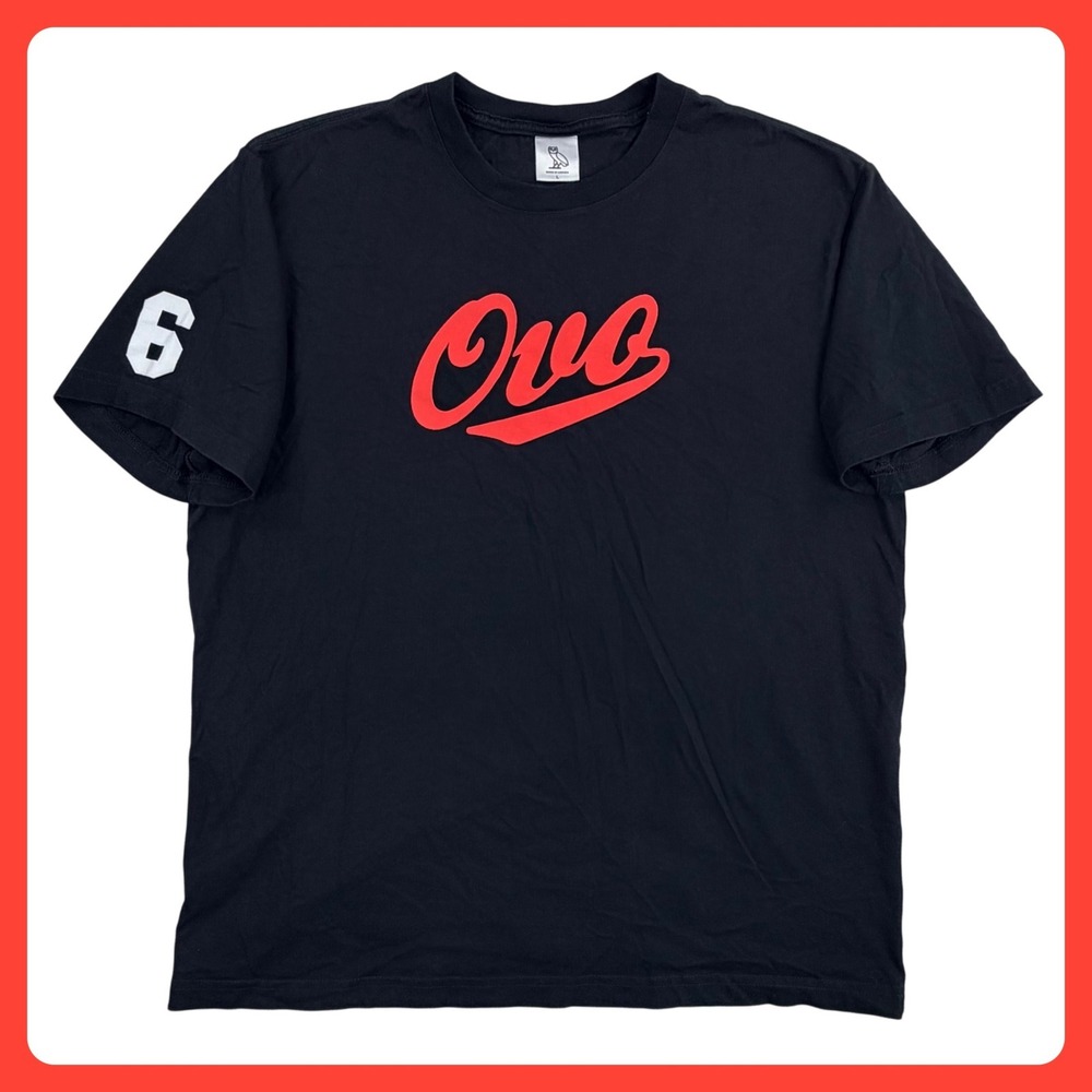 OVO October's Very Own Script T-Shirt Men Large Black Cotton Graphic Tee‎ Drake